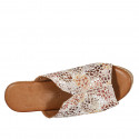 Woman's platform mules in multicolored printed suede wedge heel 9 - Available sizes:  42