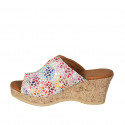 Woman's platform mules in multicolored printed suede wedge heel 7 - Available sizes:  32, 42