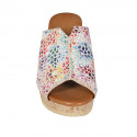 Woman's platform mules in multicolored printed suede wedge heel 7 - Available sizes:  32, 42