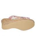 Woman's platform mules in multicolored printed suede wedge heel 7 - Available sizes:  42