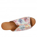 Woman's platform mules in multicolored printed suede wedge heel 7 - Available sizes:  32, 42
