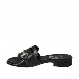 Mule ouvert pour femmes avec accessoire en cuir noir talon 2 - Pointures disponibles:  32, 42 2