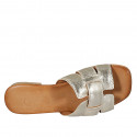 Woman's mules in platinum laminated leather heel 2 - Available sizes:  42, 43