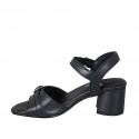 Sandale pour femmes avec courroie et boucle en cuir bleu talon 5 - Pointures disponibles:  33, 43, 44, 45