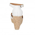 Woman's open shoe with strap and platform in white leather wedge heel 9 - Available sizes:  42, 43, 44