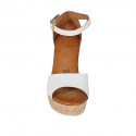 Woman's open shoe with strap and platform in white leather wedge heel 9 - Available sizes:  42, 43, 44