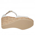 Woman's open shoe with strap and platform in white leather wedge heel 9 - Available sizes:  42, 43, 44