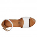 Woman's open shoe with strap and platform in white leather wedge heel 9 - Available sizes:  42, 43, 44