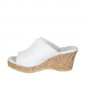 Woman's mules in white leather with platform and wedge heel 7 - Available sizes:  42, 43