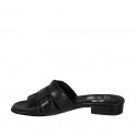 Woman's open mules in black leather heel 2 - Available sizes:  42, 43
