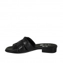 Woman's open mules in black leather heel 2 - Available sizes:  42
