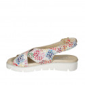 Woman's sandal in multicolored printed suede wedge heel 3 - Available sizes:  33, 42, 43