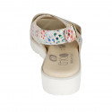 Woman's sandal in multicolored printed suede wedge heel 3 - Available sizes:  33, 42, 43