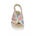 Woman's sandal in multicolored printed suede wedge heel 3 - Available sizes:  33, 42, 43