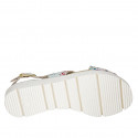 Sandale pour femmes en daim imprimé multicouleur talon compensé 3 - Pointures disponibles:  42