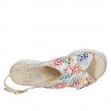 Woman's sandal in multicolored printed suede wedge heel 3 - Available sizes:  33, 42, 43