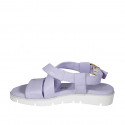 Sandalo da donna in pelle lilla zeppa 3 - Misure disponibili: 32, 34