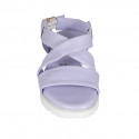Sandale pour femmes en cuir lilas talon compensé 3 - Pointures disponibles:  32, 33, 34