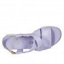 Sandalo da donna in pelle lilla zeppa 3 - Misure disponibili: 32, 34