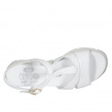 Woman's strap sandal in white leather wedge heel 3 - Available sizes:  32, 42, 43, 44
