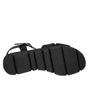 Sandale pour femmes avec courroie en cuir noir talon compensé 3 - Pointures disponibles:  33, 42, 43, 45