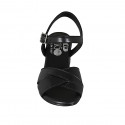 Woman's strap sandal with crossed straps in black leather heel 5 - Available sizes:  42, 44