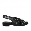 Sandale pour femmes avec goujons en cuir noir talon 2 - Pointures disponibles:  32, 33, 34, 43, 44