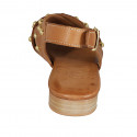 Sandalo da donna con borchie in pelle color cuoio tacco 2 - Misure disponibili: 32, 33, 34, 42, 43, 44