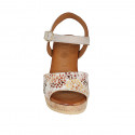 Woman's strap sandal in multicolored mosaic printed suede with platform and wedge heel 7 - Available sizes:  42