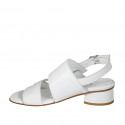 Sandale pour femmes en cuir blanc talon 3 - Pointures disponibles:  33, 44, 45