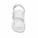 Woman's sandal in white leather heel 3 - Available sizes:  33, 44, 45