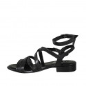 Woman's ankle strap sandal in black leather heel 2 - Available sizes:  34, 42