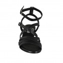 Sandale pour femmes avec courroie à la cheville en cuir noir talon 2 - Pointures disponibles:  34, 42