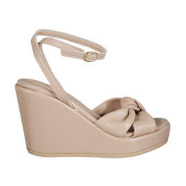 Sandalo da donna con cinturino e nodo in pelle nude zeppa 9 - Misure disponibili: 42, 43