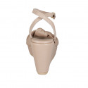 Sandalo da donna con cinturino e nodo in pelle nude zeppa 9 - Misure disponibili: 42, 43