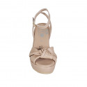 Woman's sandal with strap and knot in nude leather wedge heel 9 - Available sizes:  42, 43