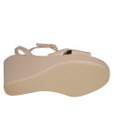 Sandale pour femmes avec courroie et nœud en cuir nue talon compensé 9 - Pointures disponibles:  42, 43
