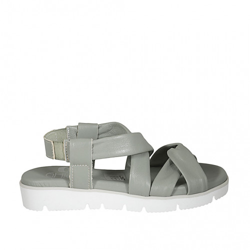 Woman's sandal in sage green leather...