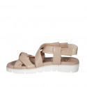 Woman's sandal in nude leather with elastic band wedge heel 3 - Available sizes:  34
