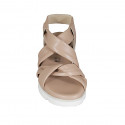 Woman's sandal in nude leather with elastic band wedge heel 3 - Available sizes:  34