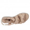 Sandale pour femmes en cuir nue avec elastique talon compensé 3 - Pointures disponibles:  34