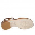 Woman's strap sandal in cognac brown, cream and brown leather heel 3 - Available sizes:  45