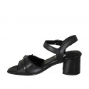 Sandale pour femmes avec courroie et boucle en cuir noir talon 5 - Pointures disponibles:  33, 42, 43