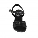 Sandale pour femmes avec courroie et boucle en cuir noir talon 5 - Pointures disponibles:  33, 42, 43