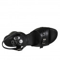 Sandale pour femmes avec courroie et boucle en cuir noir talon 5 - Pointures disponibles:  33, 42, 43