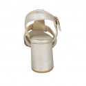 Sandalo da donna con cinturino in pelle laminata argento e platino tacco 7 - Misure disponibili: 32, 42, 43, 44, 45