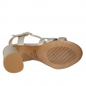 Sandale pour femmes avec courroie en cuir lamé argent et platine talon 7 - Pointures disponibles:  32, 34, 42, 43, 44, 45