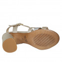 Sandalo da donna con cinturino in pelle laminata argento e platino tacco 7 - Misure disponibili: 32, 42, 43, 44, 45
