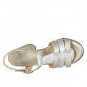 Sandalo da donna con cinturino in pelle laminata argento e platino tacco 7 - Misure disponibili: 32, 42, 43, 44, 45