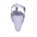 Woman's sandal with strap in lilac leather wedge heel 9 - Available sizes:  32, 34, 42, 43, 44